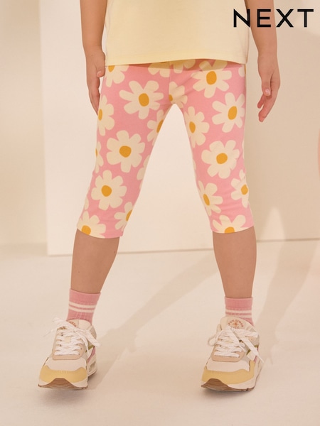 Pink Stampy Flower 1 Pack Cropped Leggings (3-16yrs) (AH9730) | R$ 40 - R$ 60