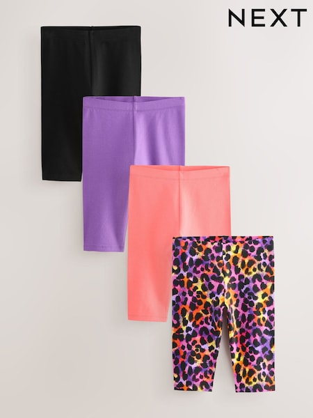 Animal/Purple/Coral 4 Pack Cropped Leggings (3-16yrs) (AH9733) | CA$42 - CA$59