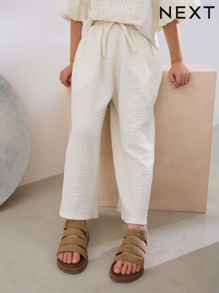 Cream Textured Print Wide Leg Trousers (3-16yrs) (AH9741) | €11 - €18