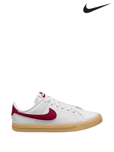 Nike White/Burgundy Team Red Youth Court Legacy Trainers (AH9788) | €58