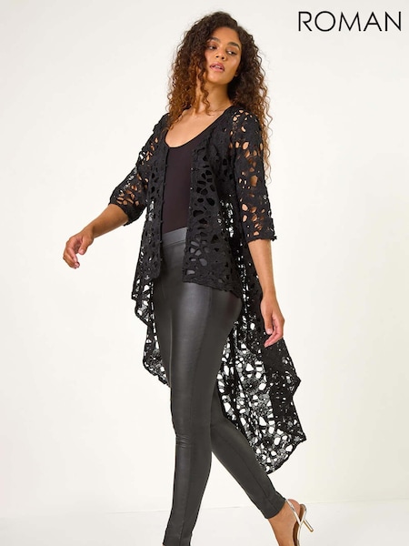 Roman Lace Detail High Low Hem Button Blouse (AH9809) | ‏264‏₪