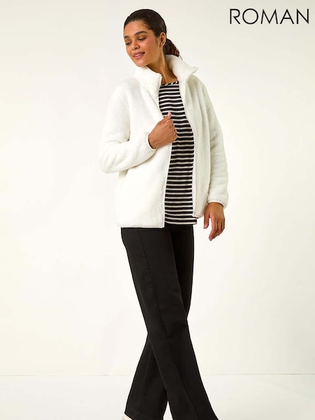 Roman White Soft Sherpa Fleece Jacket (AH9828) | 2,644 UAH