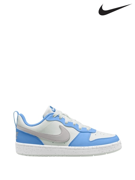 Nike White/Blue Grey Youth Court Borough Low Recraft Trainers (AH9899) | €72