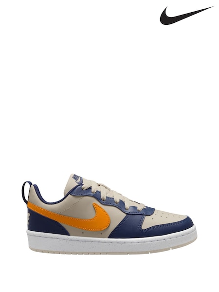 Nike Navy Blue Natural Orange Youth Court Borough Low Recraft Trainers (AH9913) | €63