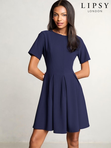 Short Sleeve Pleated Prom Dress (AH9966) | ‏241‏₪ - ‏246‏ ₪