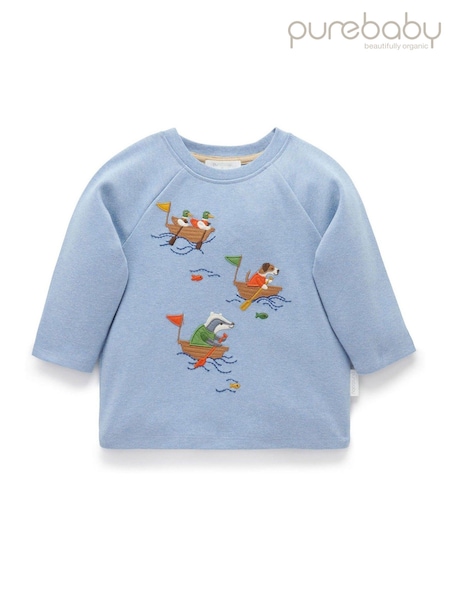 Purebaby Blue River Print Long Sleeve 100% Cotton T-Shirt (AH9980) | AED58