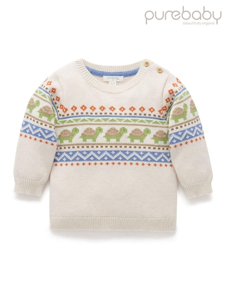 Purebaby Cream Little Turtle Print Jumper (AH9987) | AED102