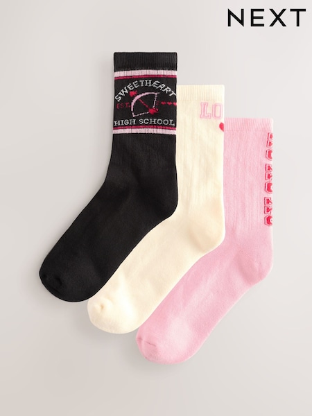 namorados - Cushion Sole Ribbed Sport Ankle Socks 3 Pack With Arch Support (AJ0017) | R$ 85
