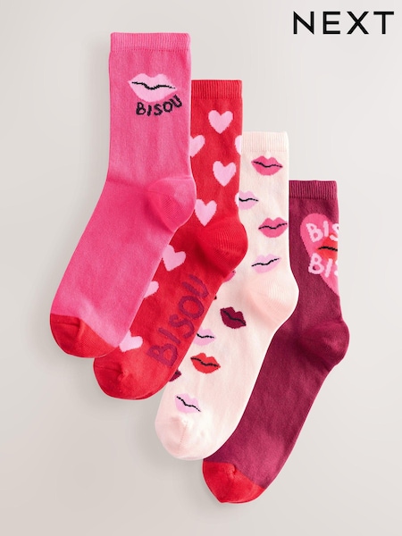 Bisou Slogan - Ankle Socks 4 Pack (AJ0034) | 13 €