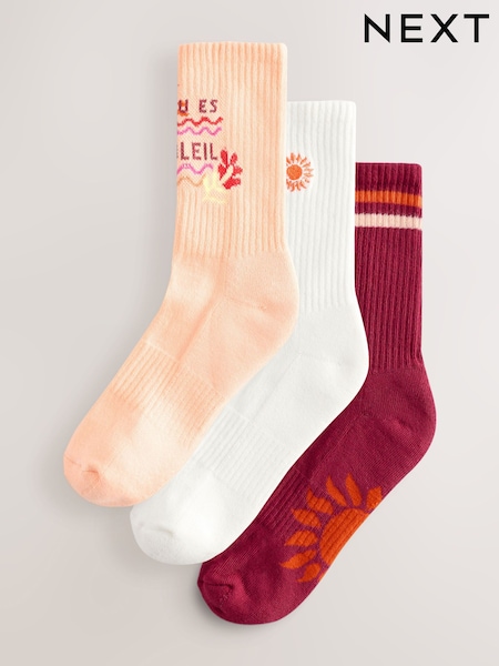 Soleil Cushion Sole Ribbed Sport Ankle Socks 3 Pack With Arch Support (AJ0035) | €14.50