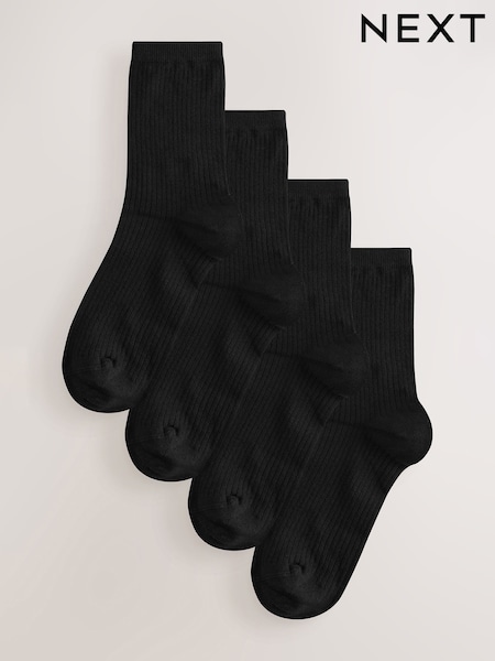 Black Rib Modal Ankle Socks 4 Pack (AJ0044) | €14.50