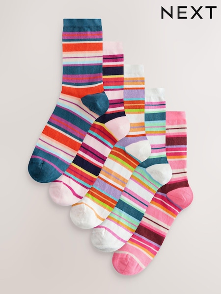 Multi Bright Stripe Ankle Socks 5 Pack (AJ0072) | €17.50