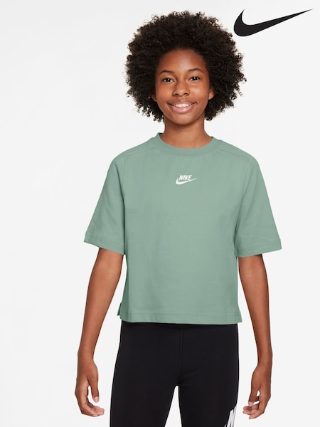 Зеленый с принтом пара - Nike Sportswear Short Sleeve 100% Cotton T-Shirt (AJ0077) | €40