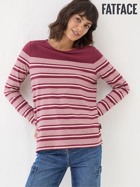 FatFace Bex Red Stripe Button Back Top (AJ0095) | €26