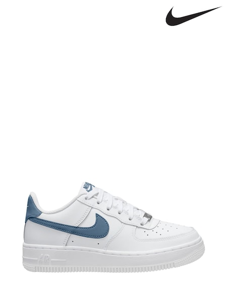 Nike White/Thunderstorm Blue Air Force 1 Youth Trainers (AJ0103) | €99