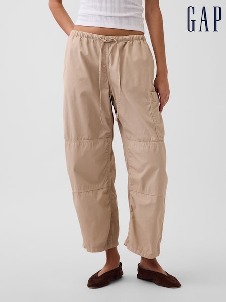 Beige - Gap Mid Rise Twill Easy Barrel Utility Trousers