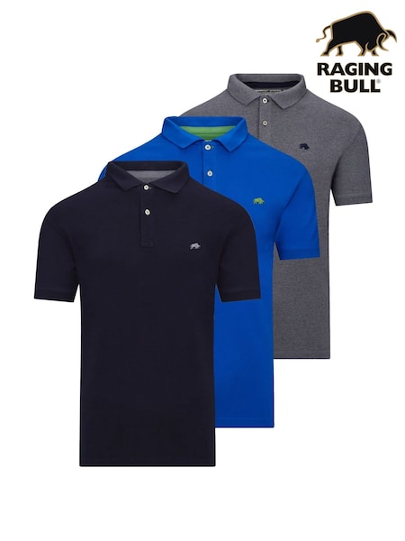 Raging Bull Blue Classic Organic Polo Shirt Multipack (AJ0135) | €165 - €181