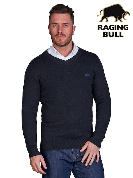 Raging Bull Classic V-Neck Knit Black Jumper (AJ0145) | 4,806 UAH - 5,407 UAH