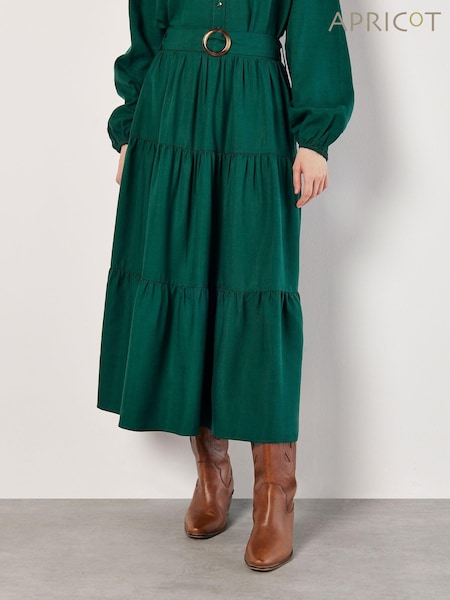 Apricot Green Ring Belt Tiered Boho Skirt (AJ0154) | €24