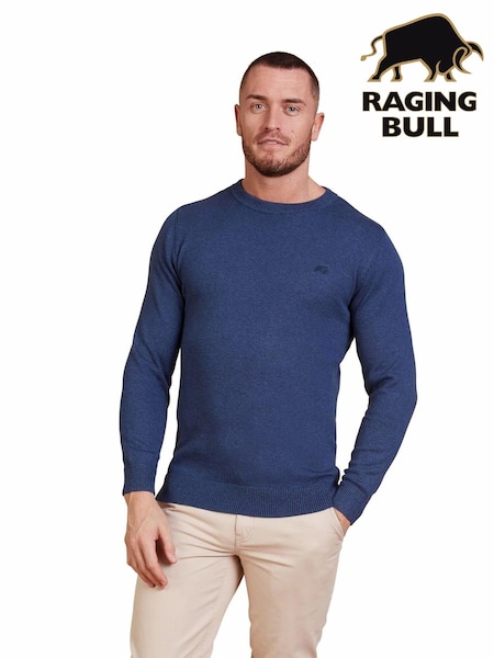 Raging Bull Blue Classic Crew Neck Knit Jumper (AJ0156) | 4,806 UAH - 5,407 UAH
