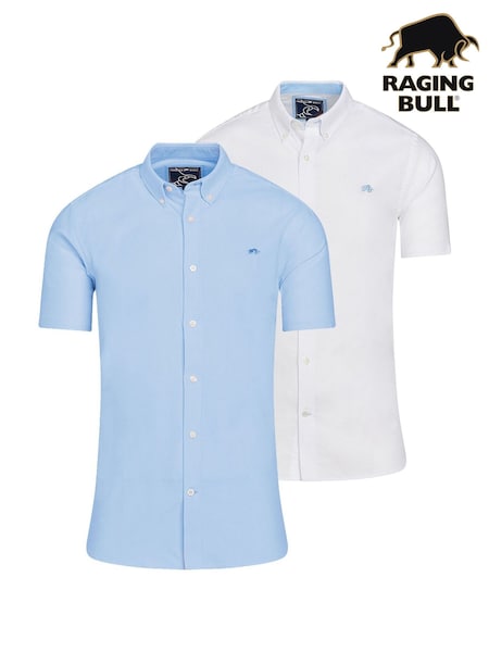 Raging Bull Classic Short Sleeve Oxford 100% Cotton Shirts 2 Pack (AJ0159) | €134 - €154