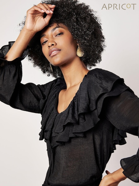 Apricot Black Ruffle Collar Blouse (AJ0166) | €21.50