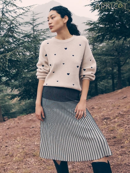 Apricot Black Gradiating Knitted Midi Skirt (AJ0171) | €44
