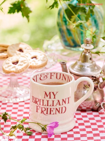Emma Bridgewater Cream Pink Toast My Brilliant Friend 1/2 Pint Mug (AJ0217) | R$ 245