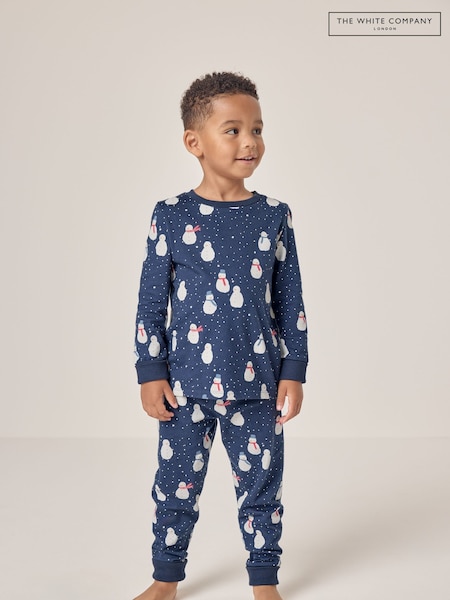 The White Company Slim Fit Organic Cotton Snowman Pyjamas (AJ0269) | AED70 - AED75