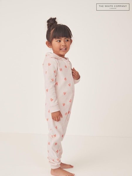 The White Company Pink Velour Heart Hooded All-In-One (AJ0280) | 158 LEI - 168 LEI