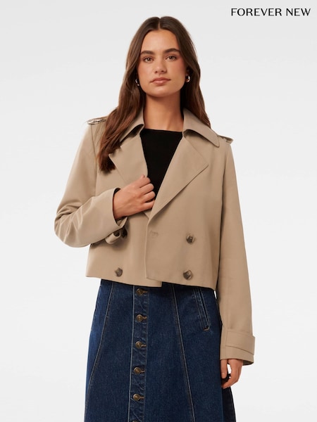 Forever New Brown Ellie Cropped Trench Coat (AJ0362) | €73