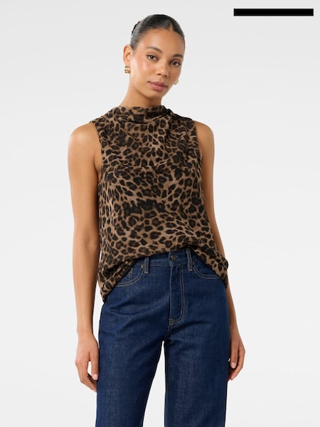 Forever New Brown Sallie Cowl Neck Tank Top (AJ0377) | €30