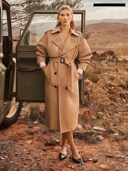 Forever New Brown Melissa Fashion Trench Coat (AJ0380) | €82
