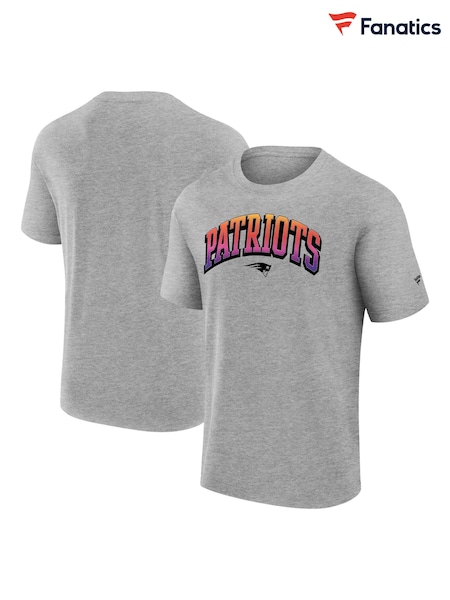 Fanatics Grey NFL New England Patriots Gradient Short Sleeve Crew 100% Cotton T-Shirt (AJ0400) | €27