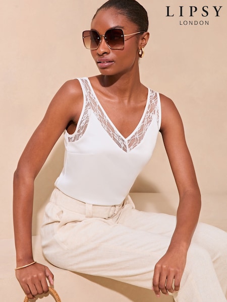 Lipsy White Lace Panel Vest (AJ0446) | €40