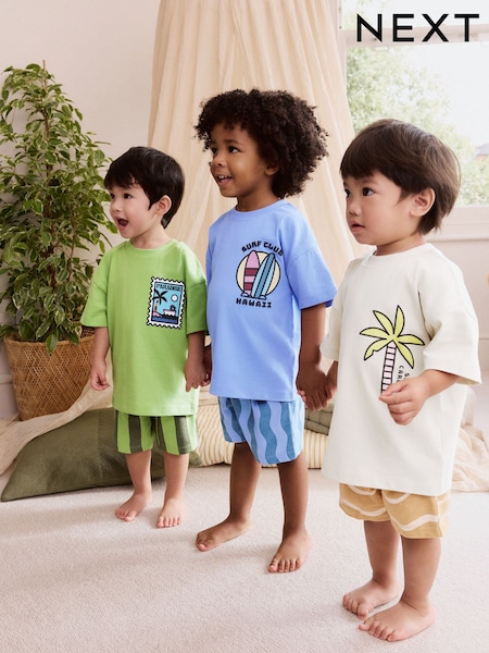 Azul/marrón - Short Pyjamas 3 Pack (9mths-12yrs) (AJ0486) | 28 € - 39 €