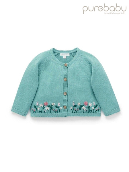 Purebaby Green Floral Detail Cardigan (AJ0501) | AED142