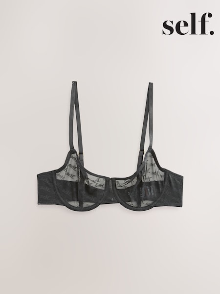 Черный - All-Over Logo Mesh Bra (AJ0518) | €21