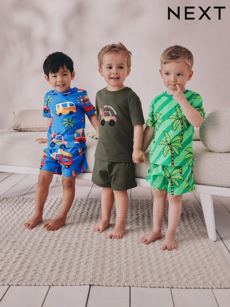 Blue/ Green/ Grey Surf van - Short Pyjamas 3 Pack (9mths-8yrs) (AJ0531) | 30 € - 39 €