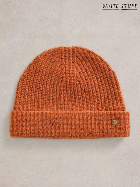 White Stuff Orange Albie Rib Knit Beanie (AJ0609) | $21
