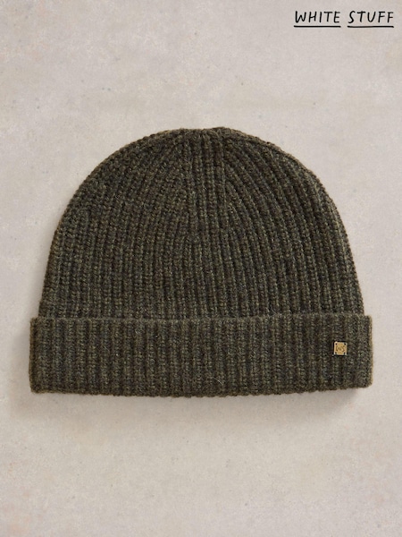 White Stuff Green Albie Rib Knit Beanie (AJ0611) | $21