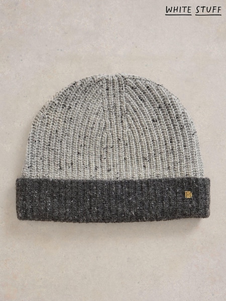 White Stuff Grey Albie Rib Knit Beanie (AJ0617) | €17