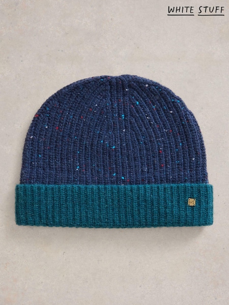White Stuff Blue Albie Rib Knit Beanie (AJ0632) | $21