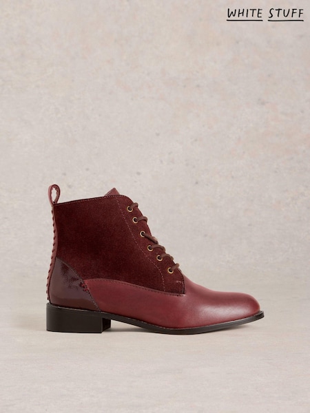 White Stuff Red Margot Leather Ankle Boots (AJ0636) | €126