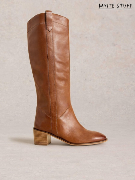White Stuff Brown Izzy Leather Knee High Boots (AJ0651) | R$ 1,380