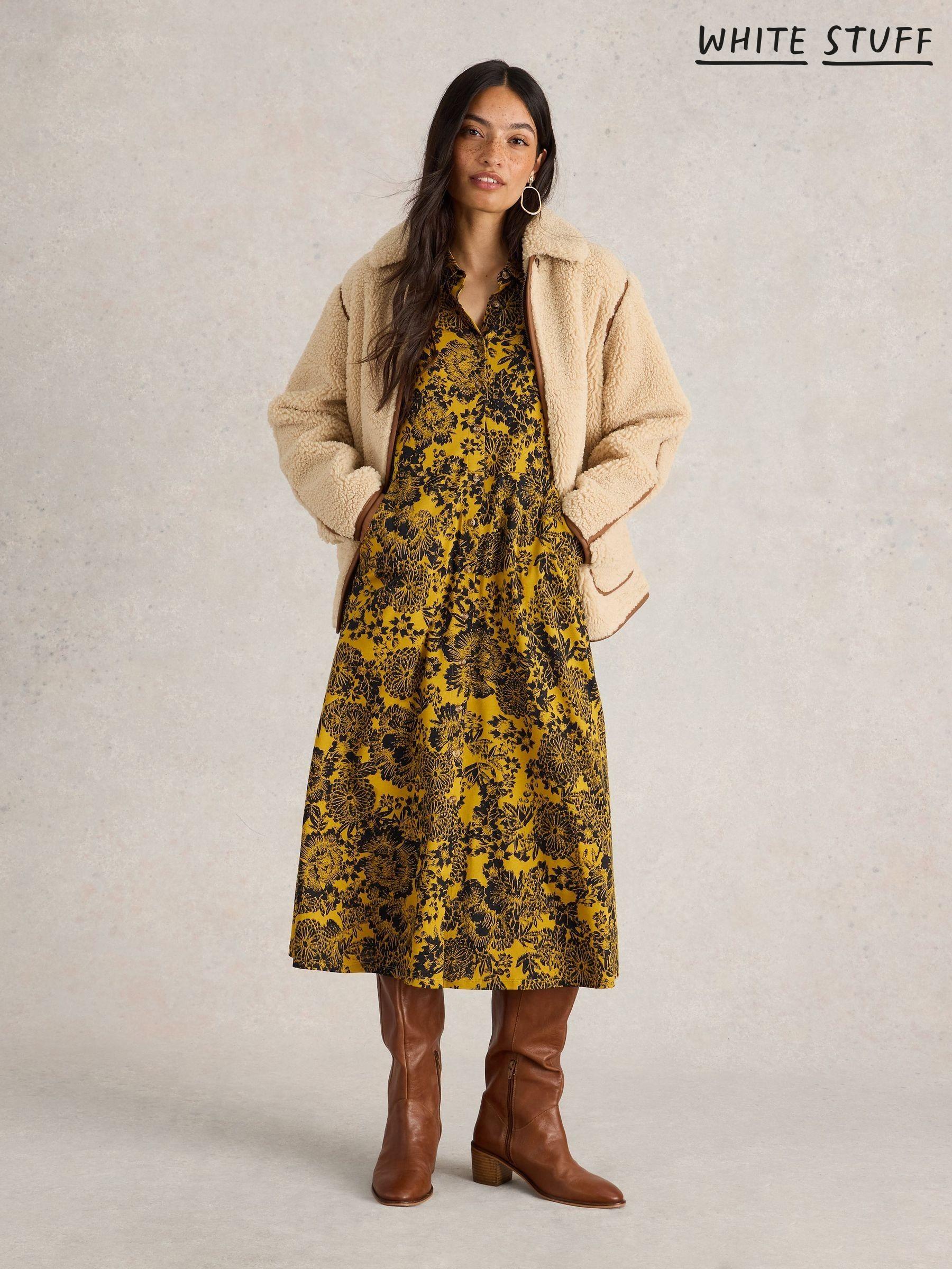 Yellow and black shirt dress 2025