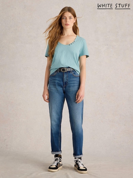 White Stuff Blue Nadia 100% Cotton T-Shirt (AJ0681) | 145 QAR