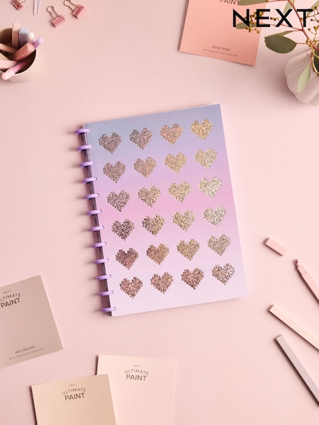Pink/Purple A4 Lined Heart Print Notebook (AJ0806) | €13