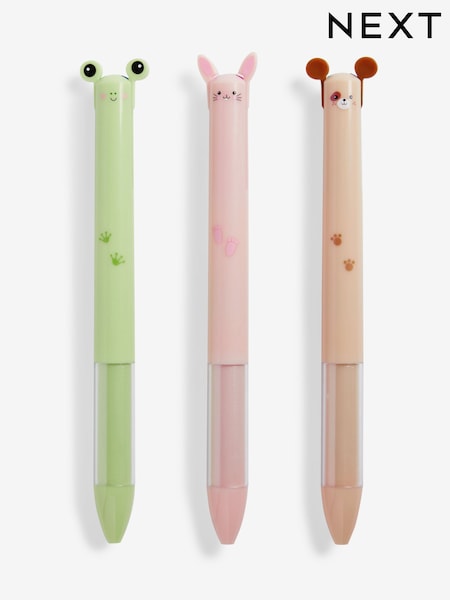Set of 3 Colour Ink Animal Character Pens (AJ0818) | €6
