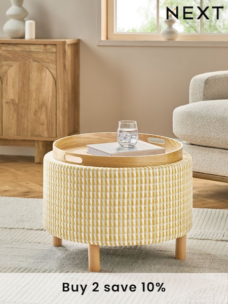 Mini Stripe Geo Ochre Yellow Ashton Storage Stool (AJ0854) | €200